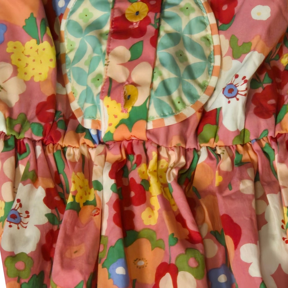 Matilda Jane Girls Pink Floral Sleeveless Dress Scalloped Button Front Size M - Picture 2 of 14